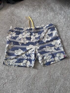 Tommy Bahama Relax Blue Cream Floral Swim Trunks Beach Resort Men XXL